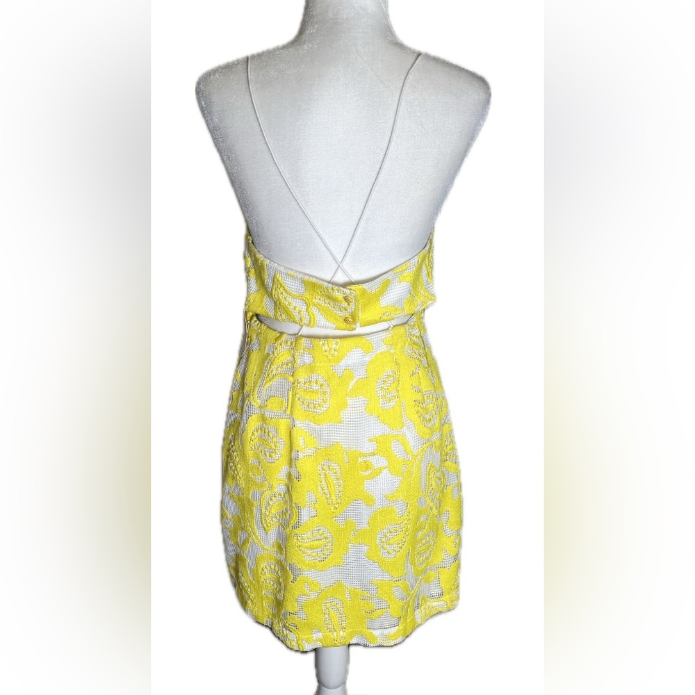 NWT Maeve by Anthropologie Yellow White Floral Embroidered Mini Slip Dress 6 Six - Picture 5 of 11